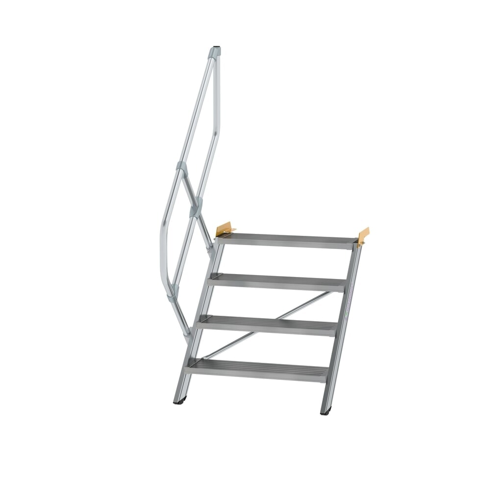 Munk Escalier 45°, largeur de marche 800 mm, 4 marches, aluminium strié Illustration du produit: Munk Escalier 45°, largeur de marche 800 mm, 4 marches, aluminium strié