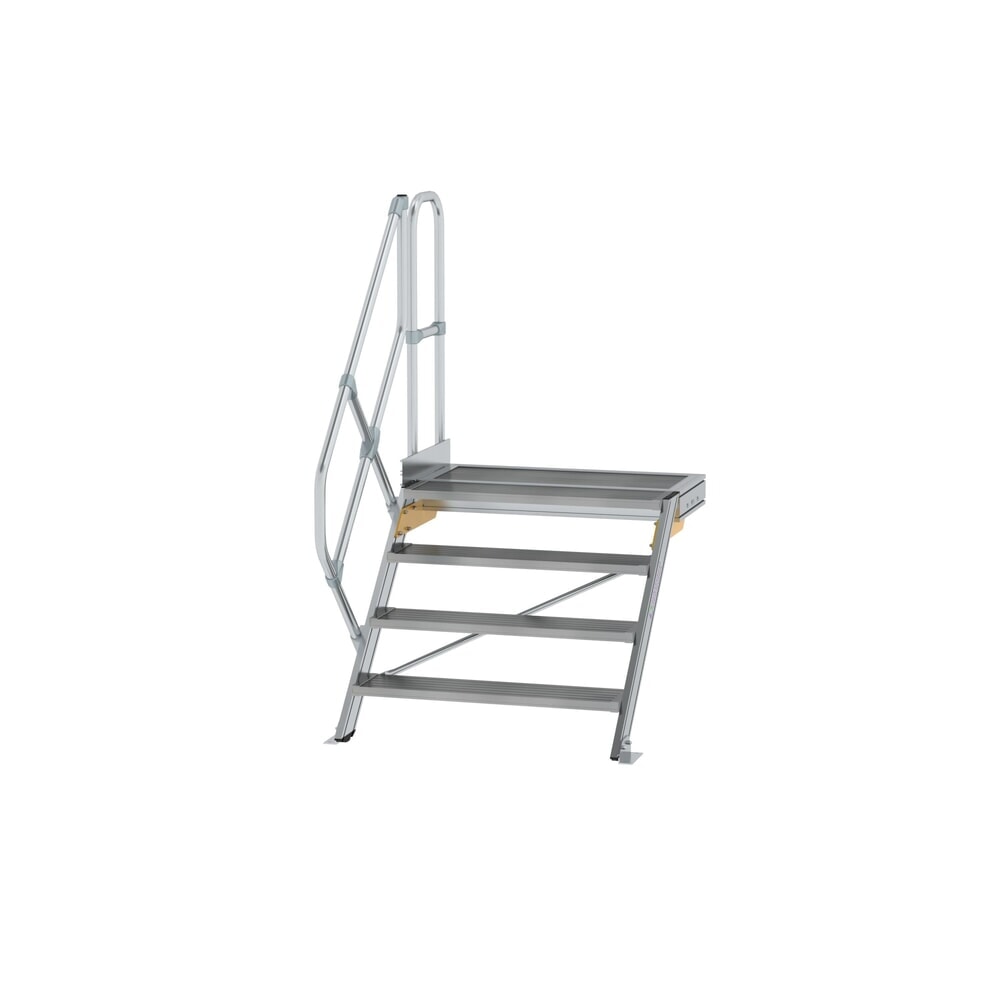 Illustration du produit: Munk Escalier avec plate-forme 45°, largeur de marche 1000 mm, 4 marches, aluminium strié