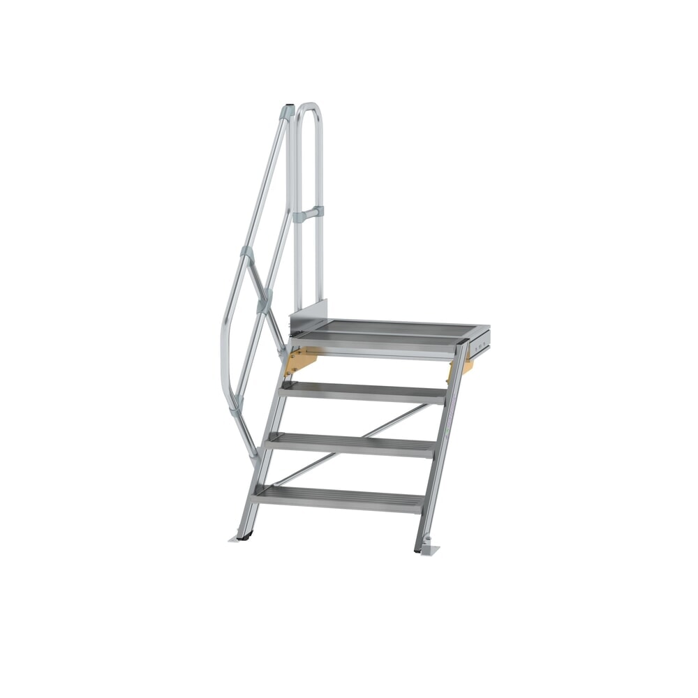 Illustration du produit: Munk Escalier avec plate-forme 45°, largeur de marche 800 mm, 4 marches, aluminium strié