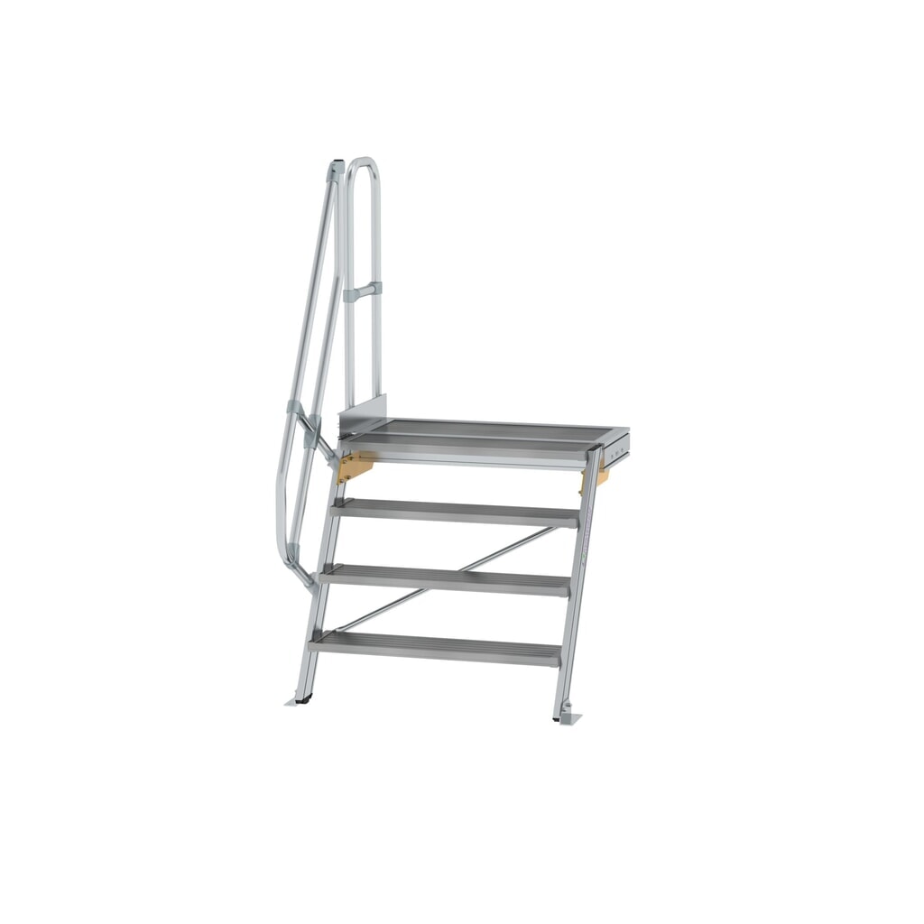 Munk Escalier avec plate-forme 60°, largeur de marche 1000 mm, 4 marches, aluminium strié Illustration du produit: Munk Escalier avec plate-forme 60°, largeur de marche 1000 mm, 4 marches, aluminium strié