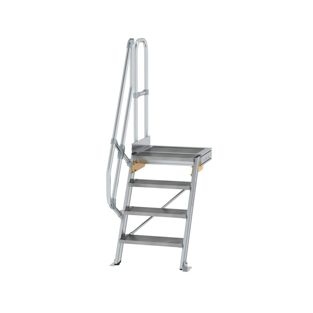 Munk Escalier avec plate-forme 60°, largeur de marche 600 mm, 4 marches, aluminium strié Illustration du produit: Munk Escalier avec plate-forme 60°, largeur de marche 600 mm, 4 marches, aluminium strié
