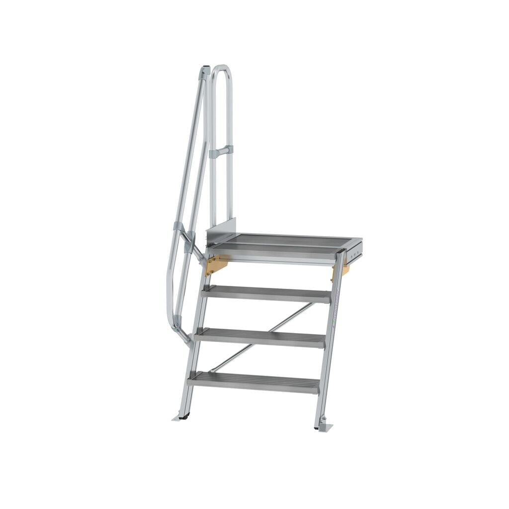Illustration du produit: Munk Escalier avec plate-forme 60°, largeur de marche 800 mm, 4 marches, aluminium strié