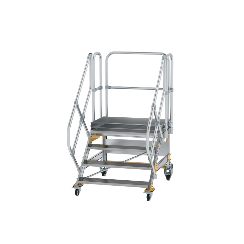 Illustration du produit: Munk Escalier mobile à plate-forme 45° Largeur de marche 1 000 mm 4 marches en aluminium strié