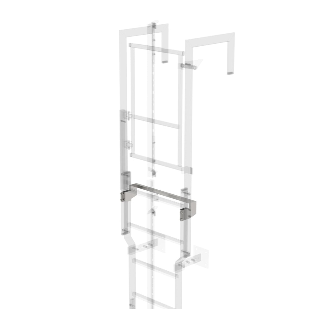 Illustration du produit: Munk Marche de sortie adaptée à la porte de sécurité avec rail de protection anti-chute Acier inoxydable, fente 100 mm