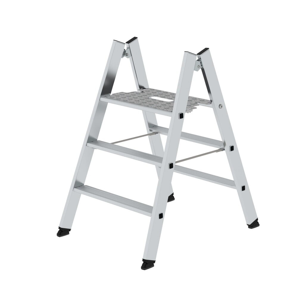 Munk Marchepied pliable avec marches accessibles des deux côtés en alu naturel, 3 marches Illustration du produit: Munk Marchepied pliable avec marches accessibles des deux côtés en alu naturel, 3 marches