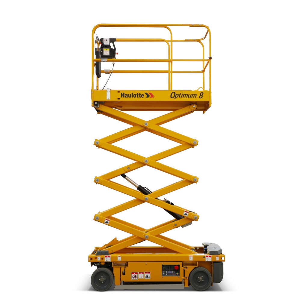 Nacelle élévatrice à ciseaux Haulotte OPTIMUM 8 AC, mobile, hauteur de travail 7,8 m Illustration du produit: Nacelle élévatrice à ciseaux Haulotte OPTIMUM 8 AC, mobile, hauteur de travail 7,8 m