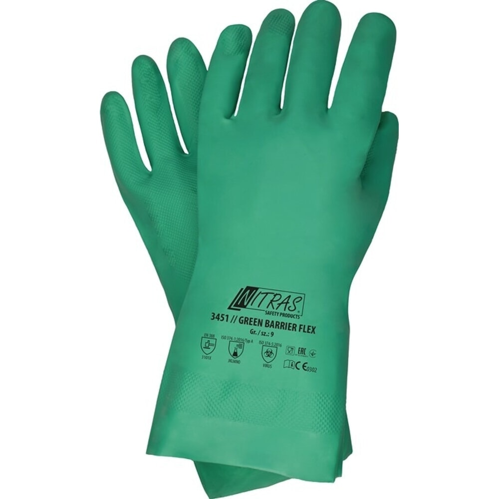 Illustration du produit: NITRAS Chemikalienschutzhandschuhe Green Barrier Flex, EN 388, Größe 10 grün, PSA-Kategorie III