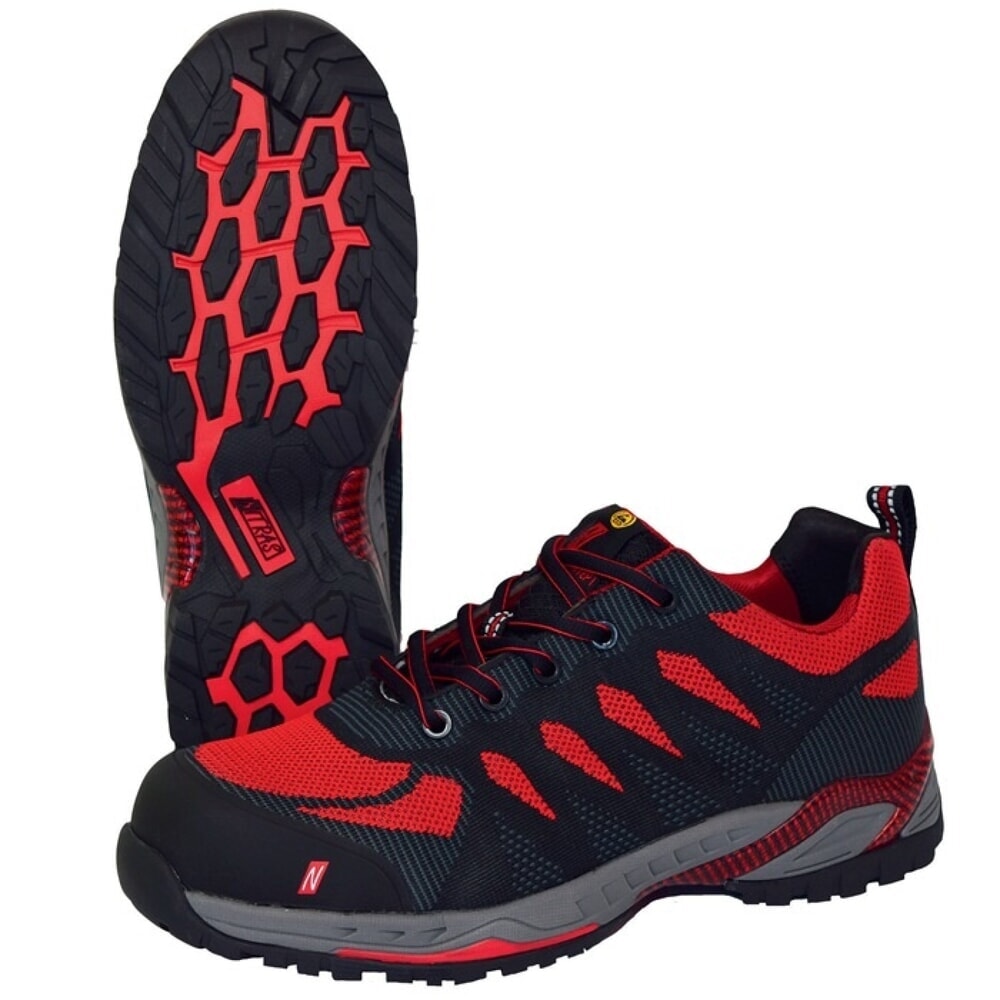 N° de l'image du produit 2 : NITRAS Sicherheitsschuh PRO STEP, S1P SRC ESD EN ISO 20345, EN 61340-4-3, Größe 43 schwarz/rot, Textil