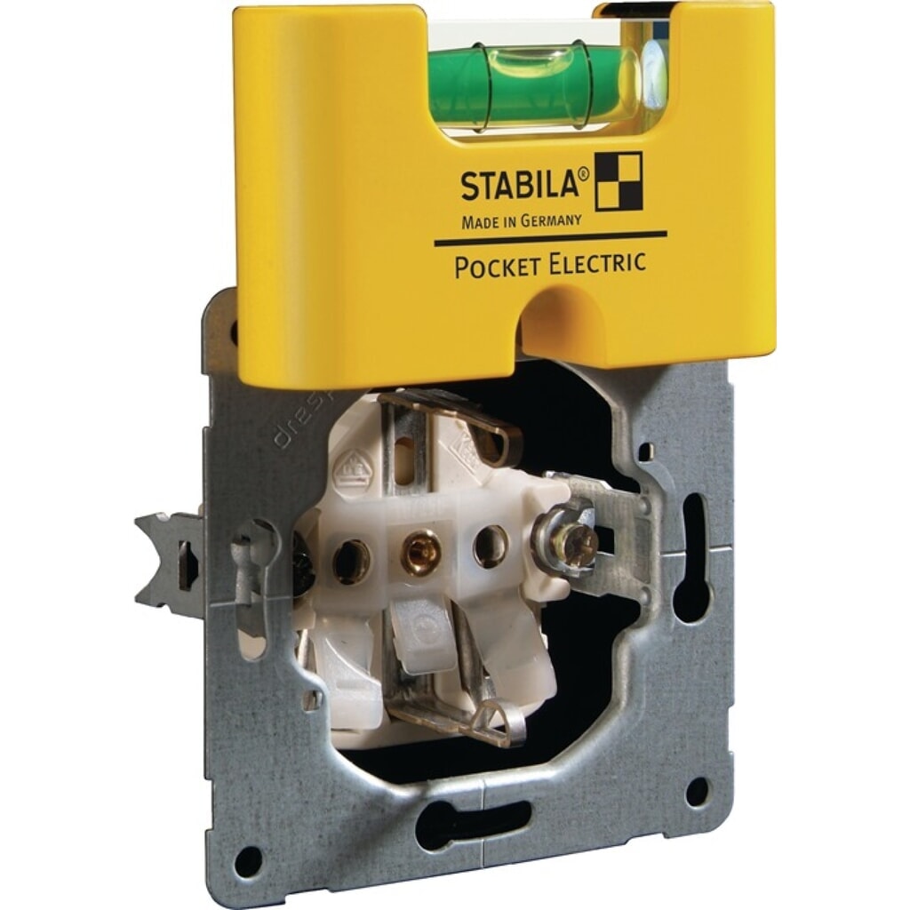 Niveau à bulles Pocket Electric 6,8 cm plastique jaune ± 1 mm/m avec aimant STAB Illustration du produit: Niveau à bulles Pocket Electric 6,8 cm plastique jaune ± 1 mm/m avec aimant STAB
