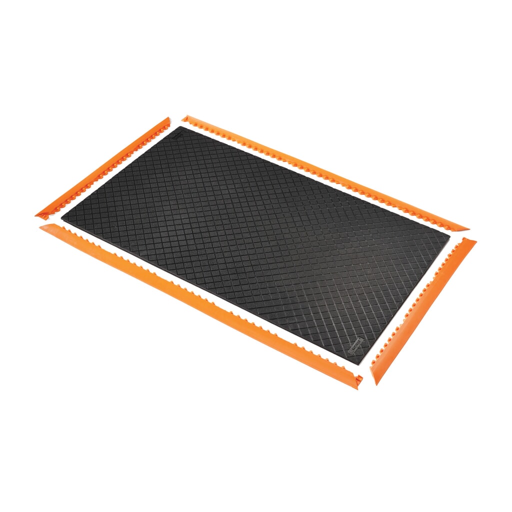 N° de l'image du produit 4 : Tapis anti-fatigue NoTrax Safety Stance Solid™, l x L 660 x 1 020 mm, noir/orange