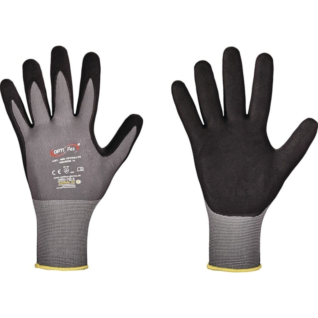 OPTIFLEX Handschuh OPTIMATE, EN 420/EN 388 PSA-Kategorie II, Größe 9 grau/schwarz Illustration du produit: OPTIFLEX Handschuh OPTIMATE, EN 420/EN 388 PSA-Kategorie II, Größe 9 grau/schwarz