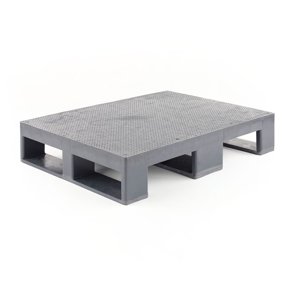 Palette en plastique, gris foncé, 800x600x150 mm, avec revêtement antidérapant Illustration du produit: Palette en plastique, gris foncé, 800x600x150 mm, avec revêtement antidérapant