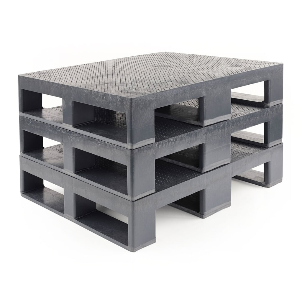 Palette en plastique, gris foncé, 800x600x150 mm, avec revêtement antidérapant N° de l'image du produit 3 : Palette en plastique, gris foncé, 800x600x150 mm, avec revêtement antidérapant