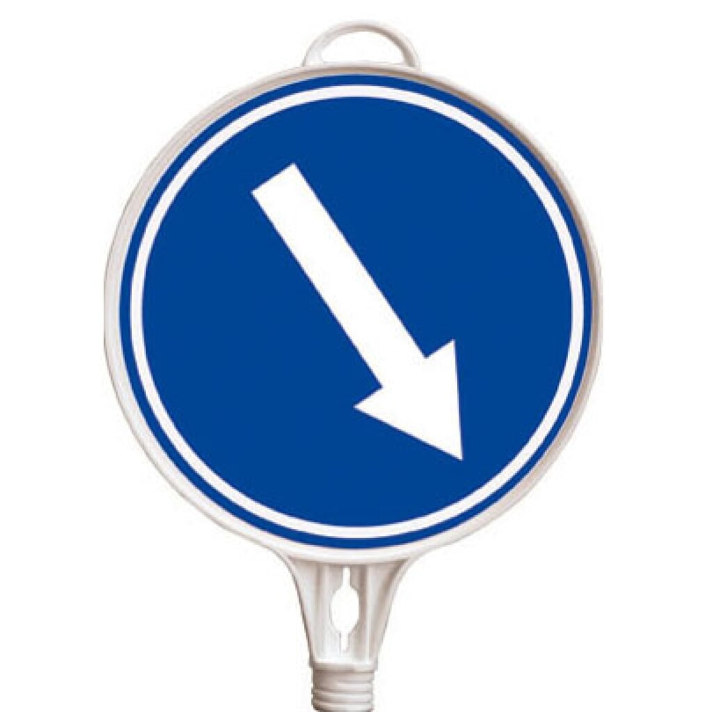 Panneau d’information « Flèche de direction », orientée en bas à droite, rond, ø 380 mm Illustration du produit: Panneau d’information « Flèche de direction », orientée en bas à droite, rond, ø 380 mm