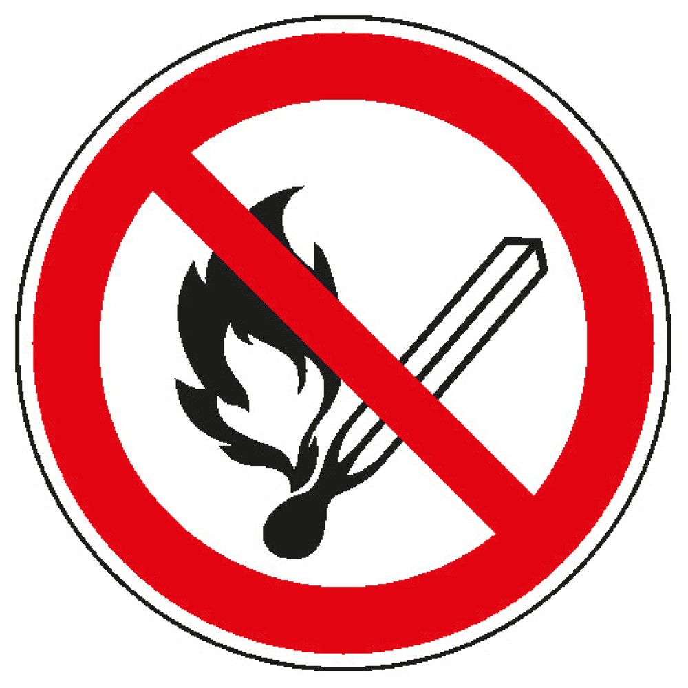 Illustration du produit: SafetyMarking® Feu et flamme nue interdits et défense de fumer, Ø 100 mm, aluminium