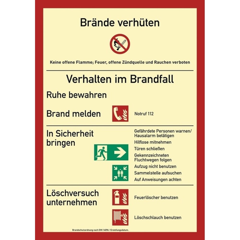Illustration du produit: Panneau de protection incendie DIN EN ISO 7010, Règlement de protection contre les incendies, L 210 x l 297 mm, film