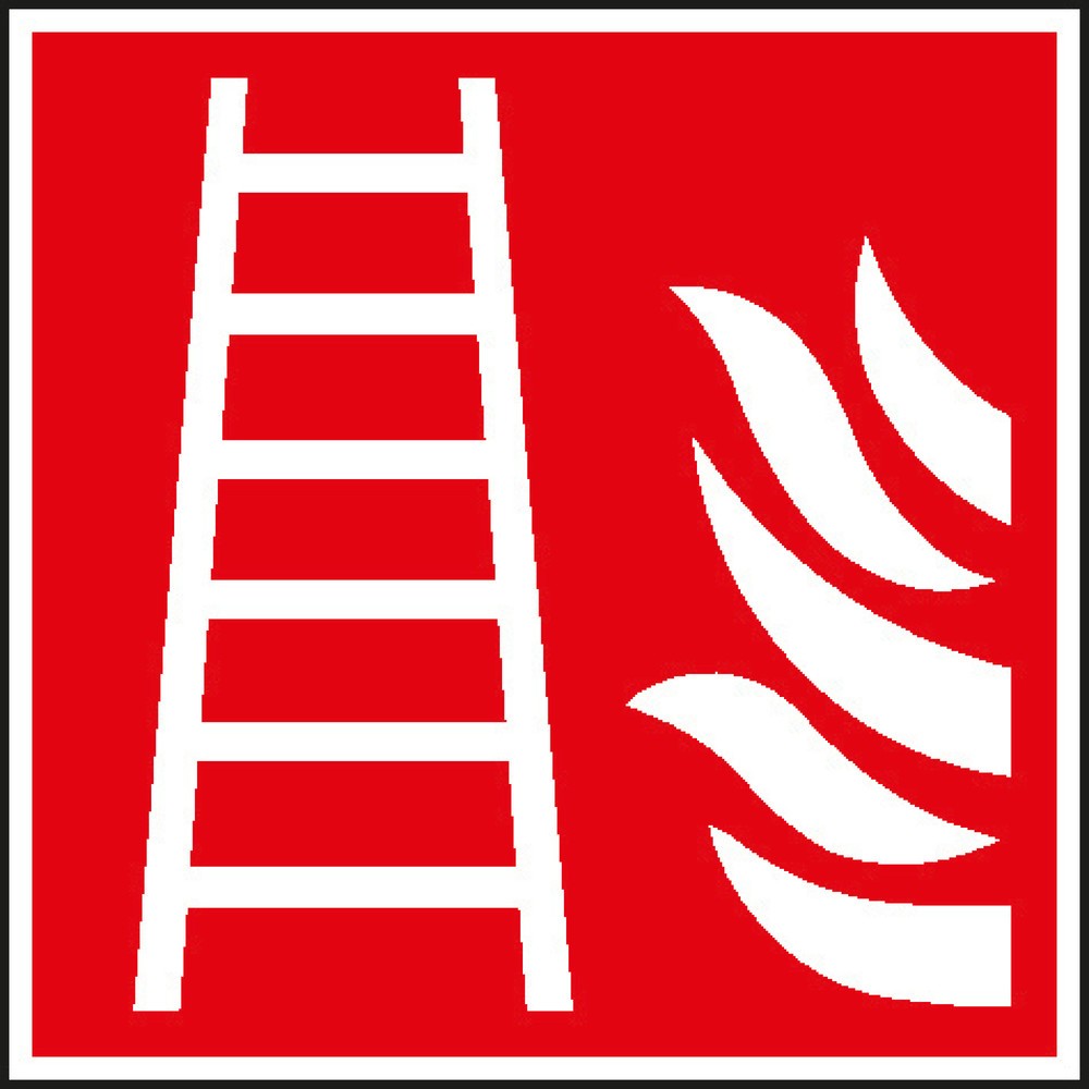 Illustration du produit: SafetyMarking® Panneau de protection incendie - Échelle à incendie, H x l 150 x 150 mm, film HI