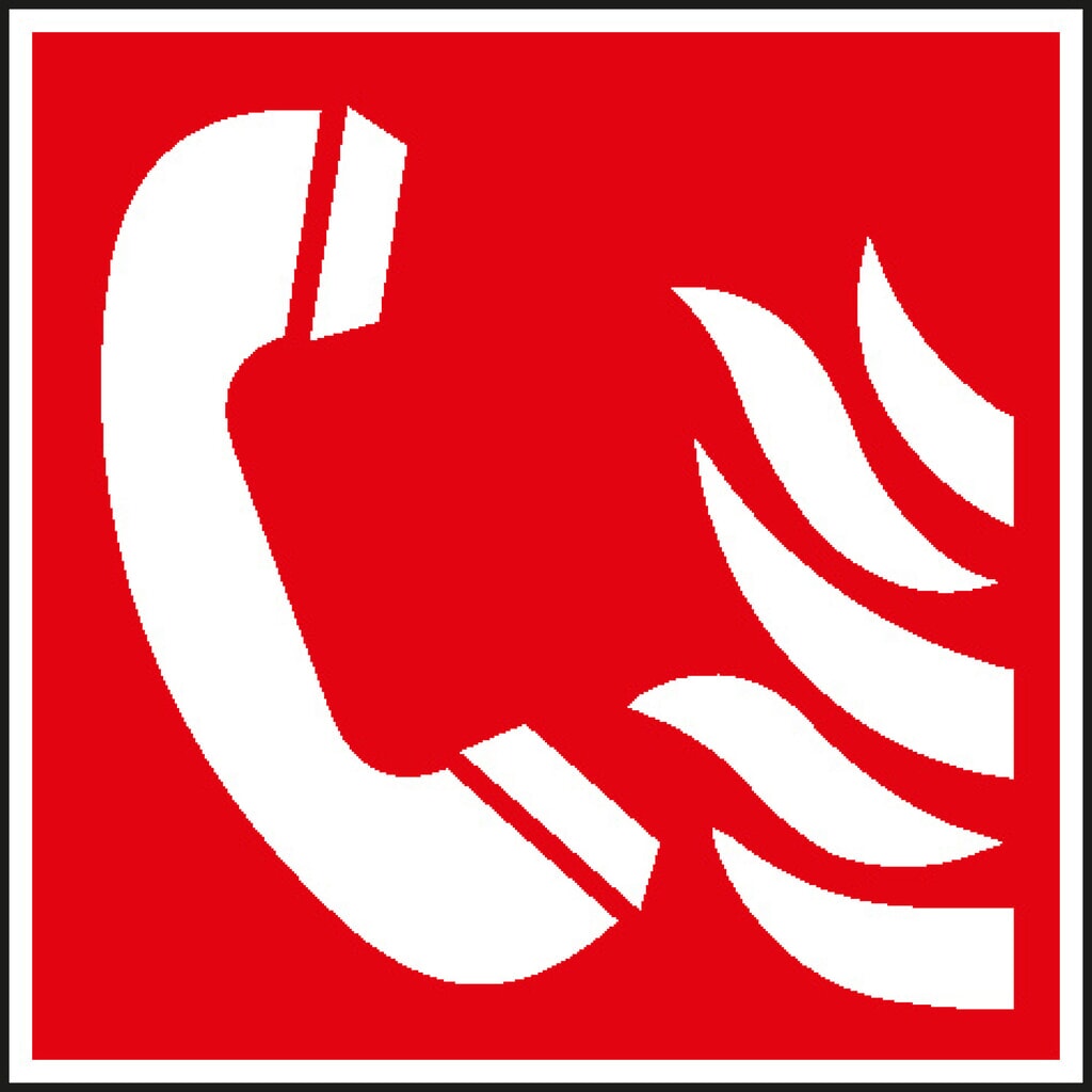 Panneau de protection incendie : Téléphone d'alerte incendie avec flammes