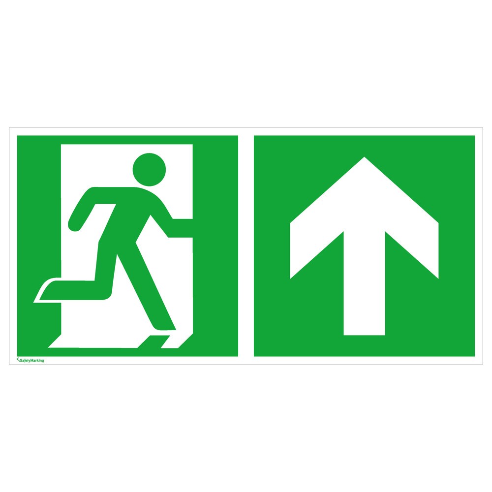 Illustration du produit: SafetyMarking® Sortie de secours vers la droite, flèche vers le haut / tout droit, Hxl 150 x 300 mm, film HI