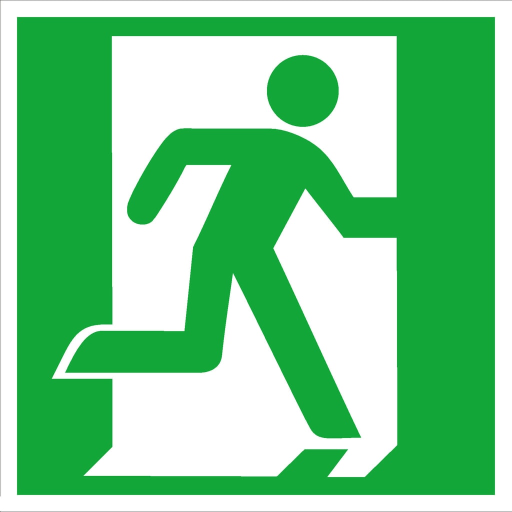 SafetyMarking® Sortie de secours vers la droite, sans flèche, Hxl 150 x 150 mm, film HI Illustration du produit: SafetyMarking® Sortie de secours vers la droite, sans flèche, Hxl 150 x 150 mm, film HI