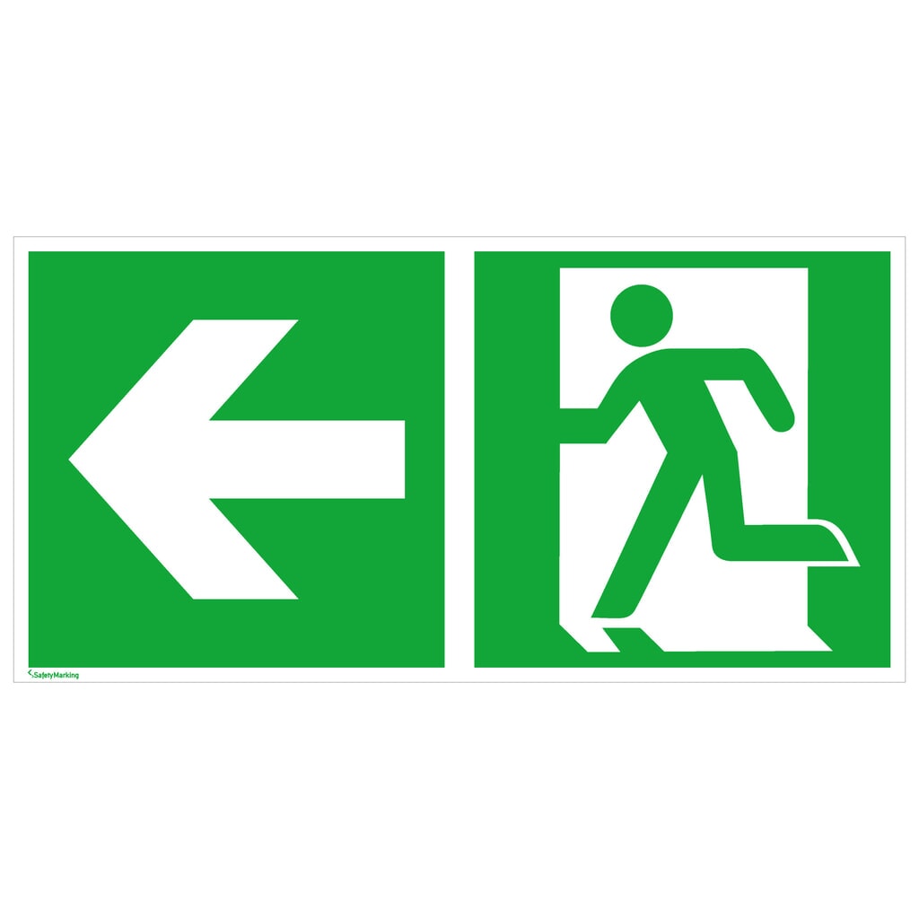 SafetyMarking® Sortie de secours vers la gauche, flèche vers la gauche, Hxl 150 x 300 mm, film HI Illustration du produit: SafetyMarking® Sortie de secours vers la gauche, flèche vers la gauche, Hxl 150 x 300 mm, film HI