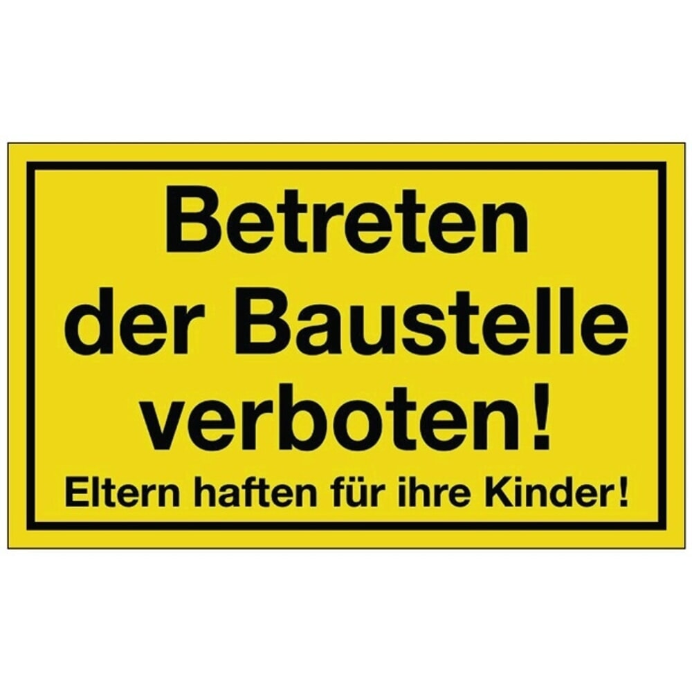 Illustration du produit: Panneau de signalisation, L400xl250 mm jaune noir, Betreten der Baustelle verboten, plastique