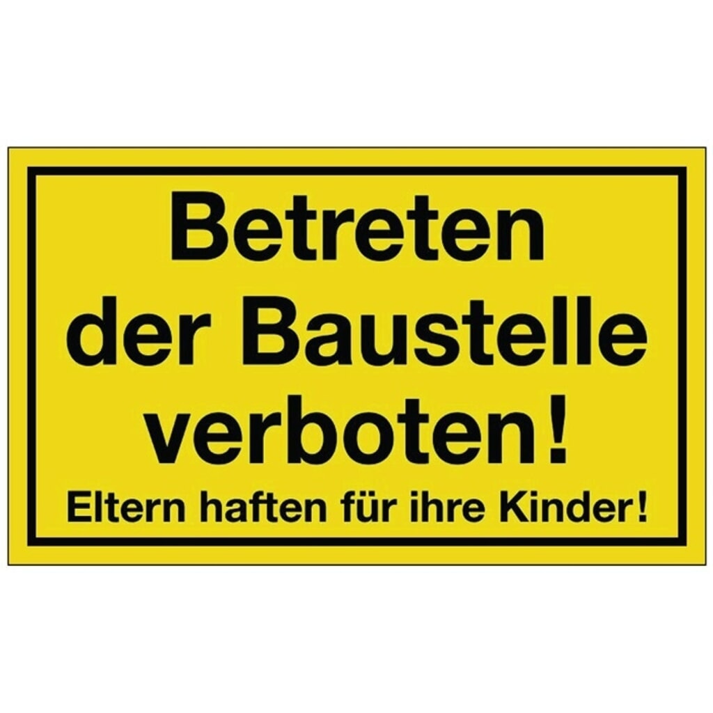 Illustration du produit: Panneau de signalisation, L400xl250 mm jaune noir, Betreten der Baustelle verboten, plastique