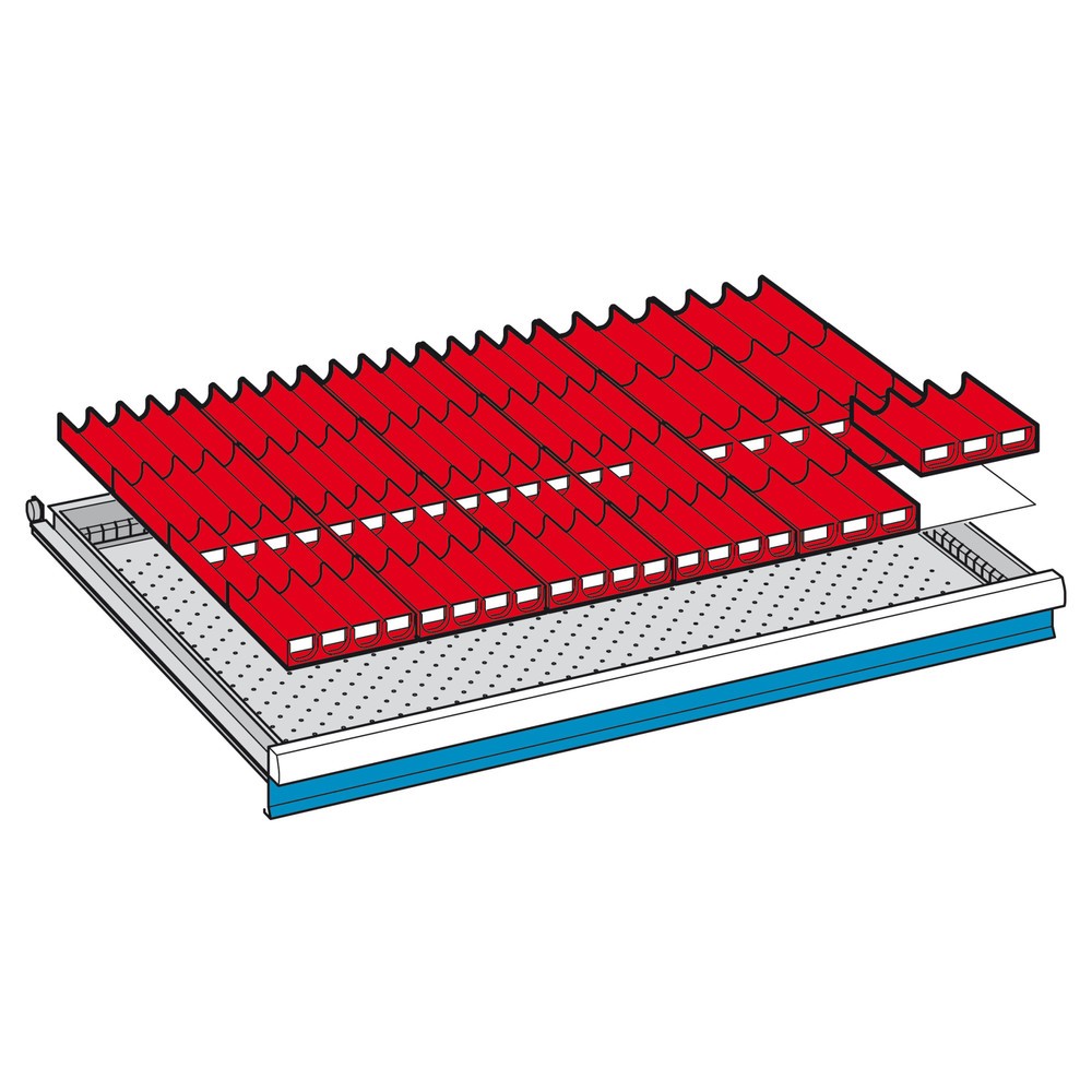 Illustration du produit: Paroi de séparation pour armoires à tiroirs LISTA, 7 parois à fentes, 4 plaquettes de séparation, pour hauteur 50 mm