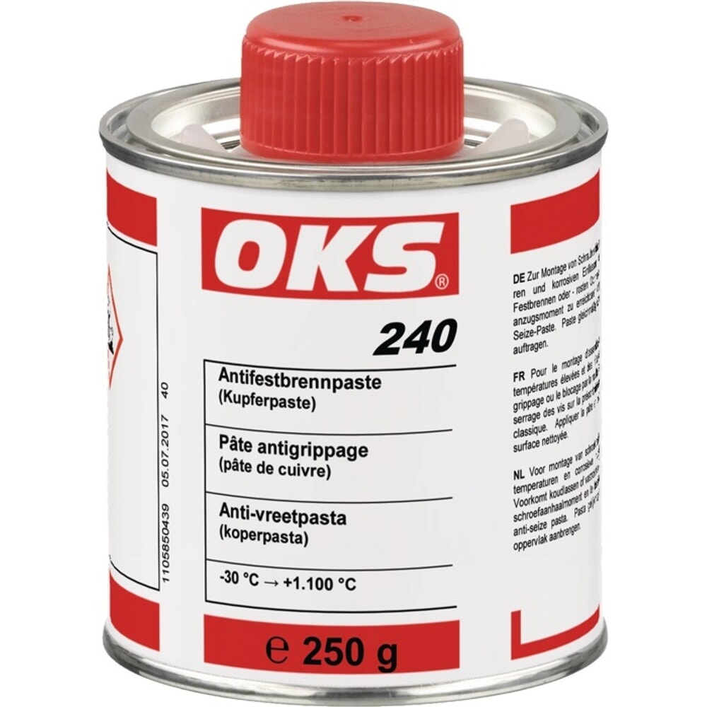 N° de l'image du produit 2 : Pâte anti-grippage (pâte cuivre) 240 250 g pot avec pinceau OKS