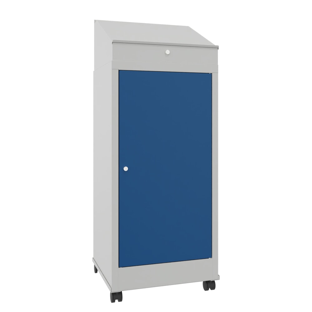 Illustration du produit: PAVOY pupitre industriel, mobile, H x l x P 1  330 x 500 x 500 mm, 2 tablettes, gris clair, bleu gentiane