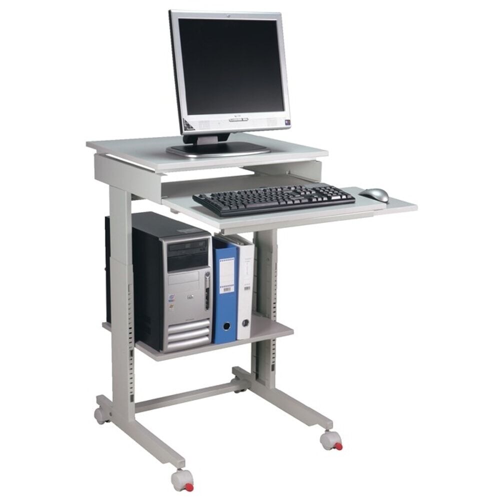 Illustration du produit: PC-Arbeitstisch, lichtgrau, RAL 7035 fahrbar, H720-1100xB600xT500mm
