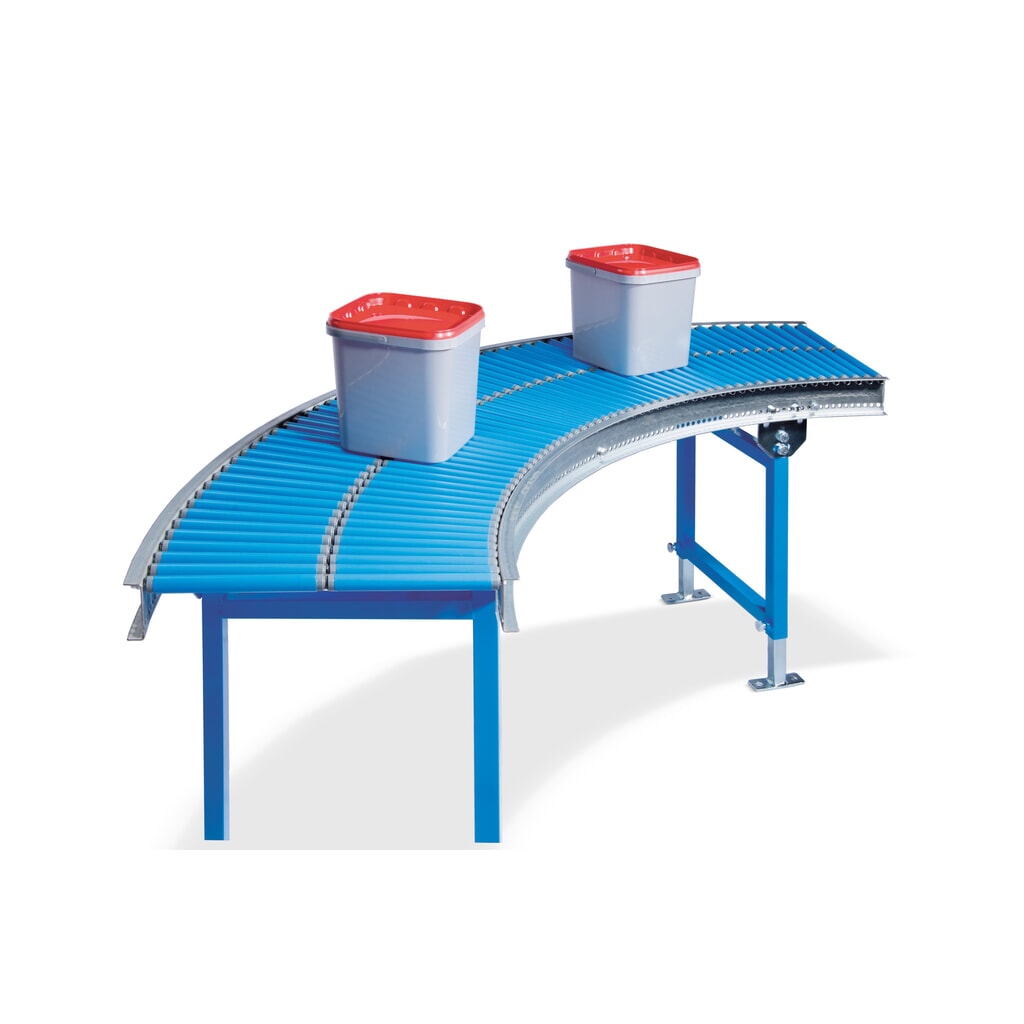 N° de l'image du produit 3 : BLUME petit convoyeur à rouleaux, rouleaux en plastique Ø 20 mm, courbe à 90°, axe à ressort, largeur 300 mm
