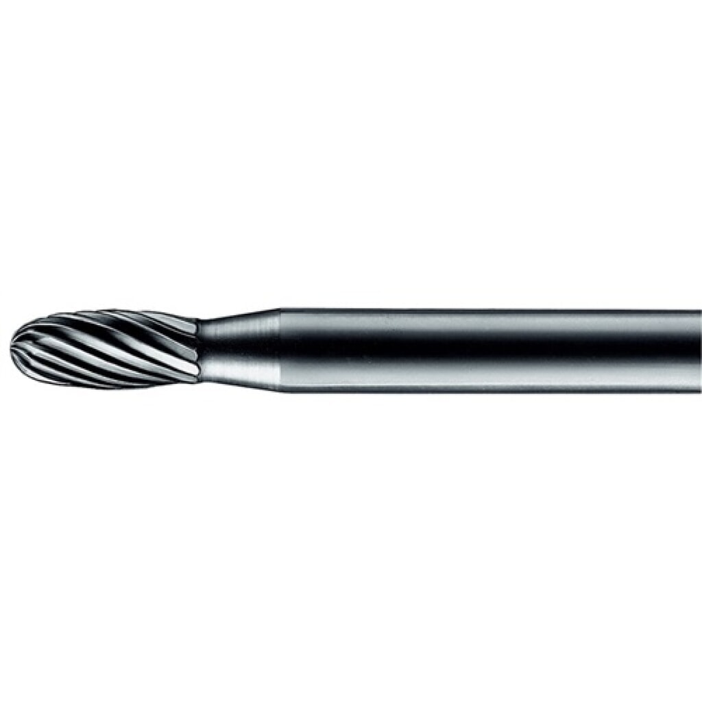 Illustration du produit: Petite fraise sur tige forme TRE D. 3 mm L. tête 7 mm D. de la tige 3 mm carbure