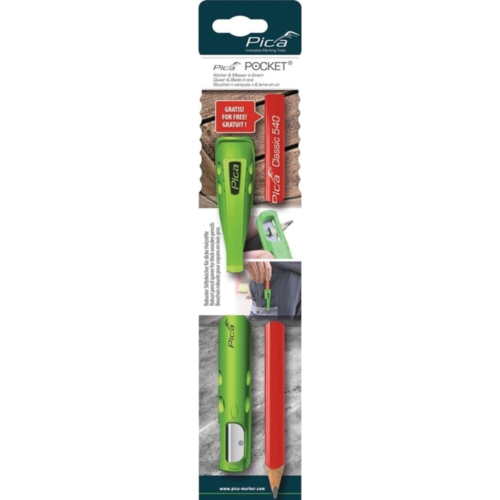Illustration du produit: PICA Köcher Pocket, mit Spitzmesser, für Blei-/Markierstifte, mit 1 Zimmermannsbleistift