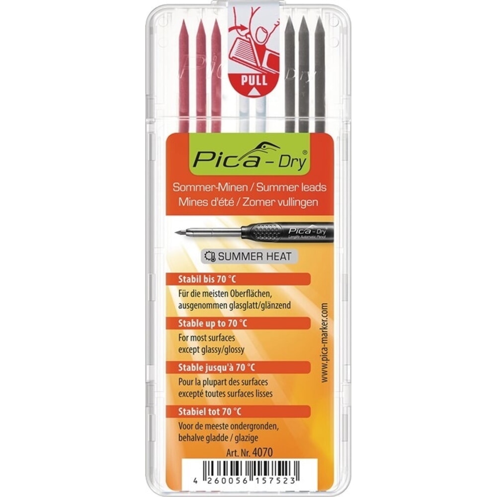 Illustration du produit: PICA Minenset Pica-Dry, bis 70 ° stabil, 3x graphit, 3x rot, 2x weiß, 8 Minen / Set