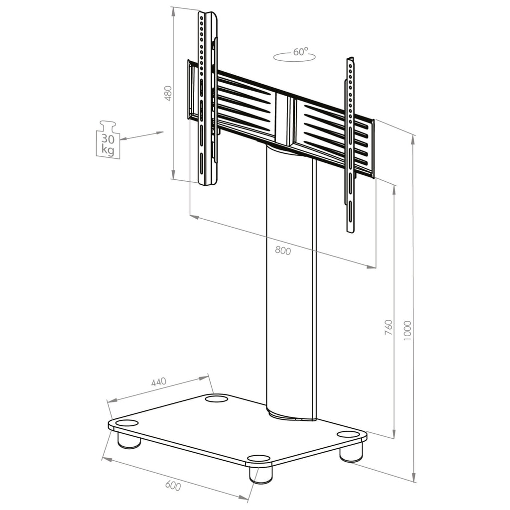 N° de l'image du produit 4 : Pied TV VCM Tosal, argent