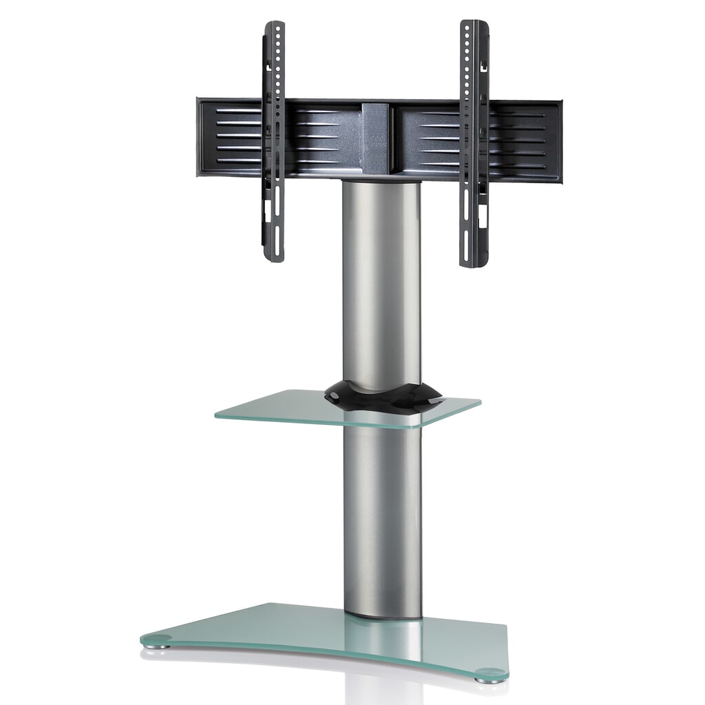 Pied TV VCM Zental avec plateau intermédiaire, argent Illustration du produit: Pied TV VCM Zental avec plateau intermédiaire, argent