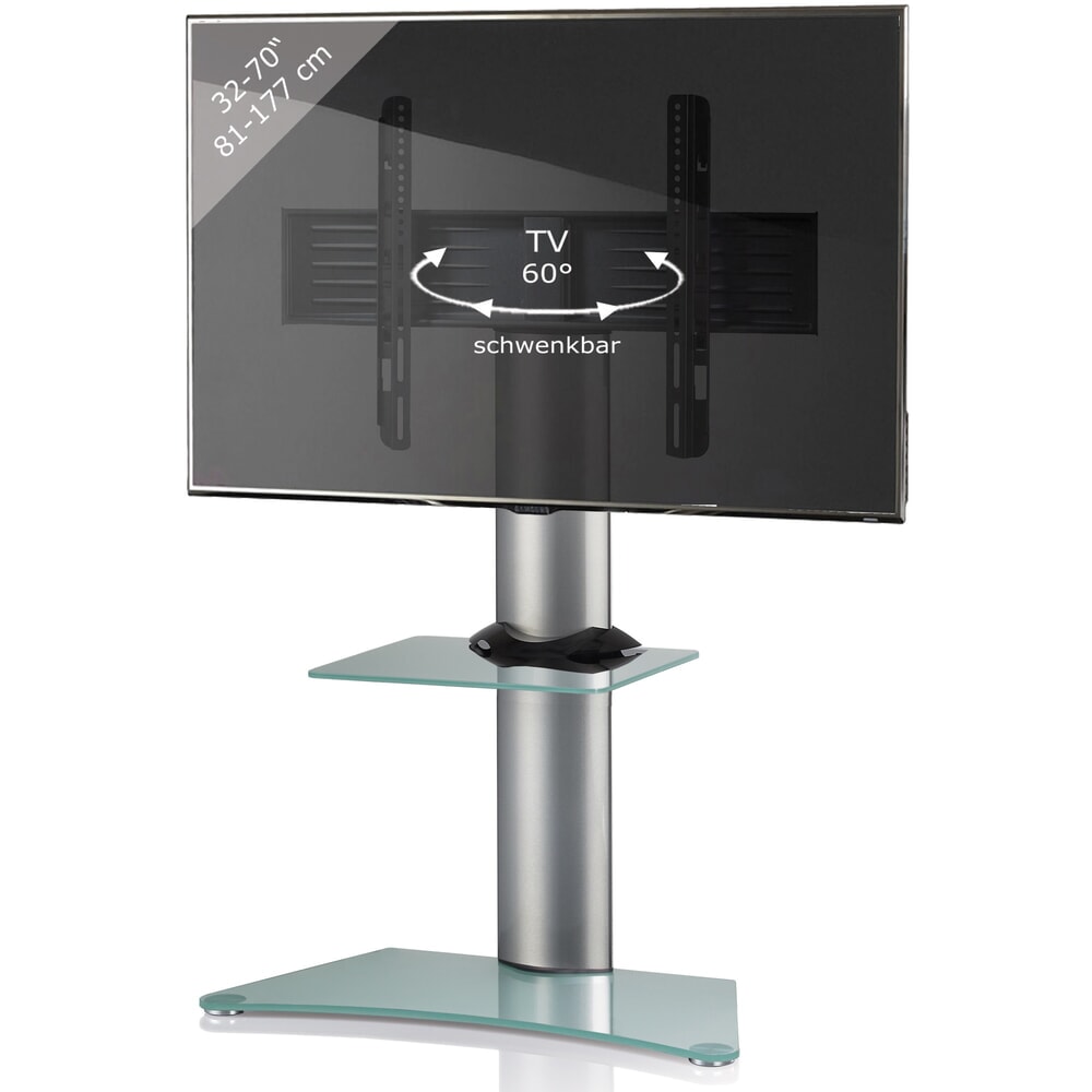 N° de l'image du produit 3 : Pied TV VCM Zental avec plateau intermédiaire, argent