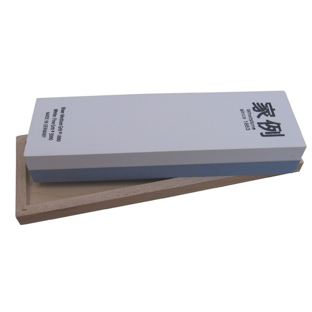 Illustration du produit: Pierre d'affûtage L200xl60xH30 mm 400/1000 dans un coffret de bois MÜLLER