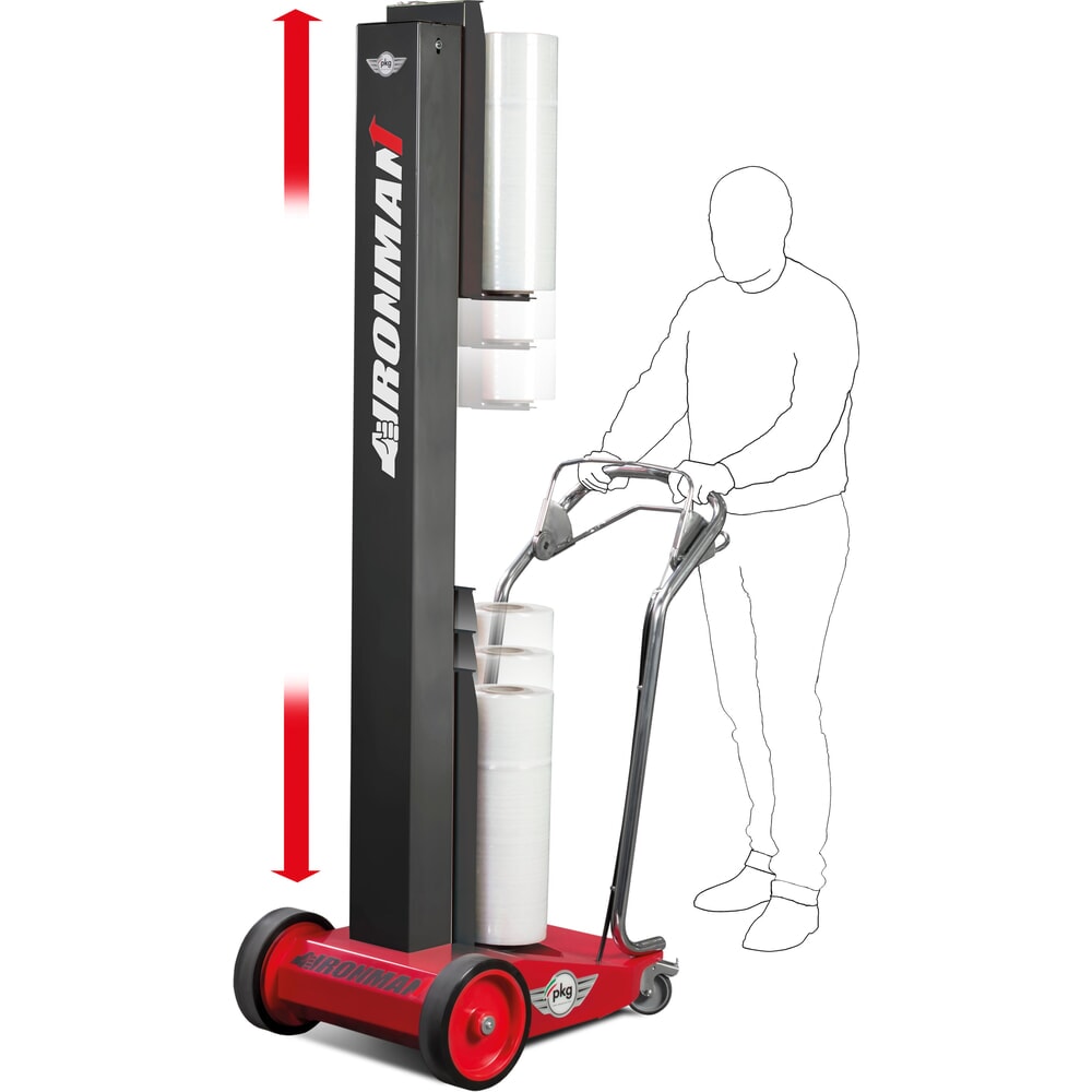 N° de l'image du produit 1 : PKG détection de la hauteur sous film étirable manuel Ironman avec palan à chaîne mécanique