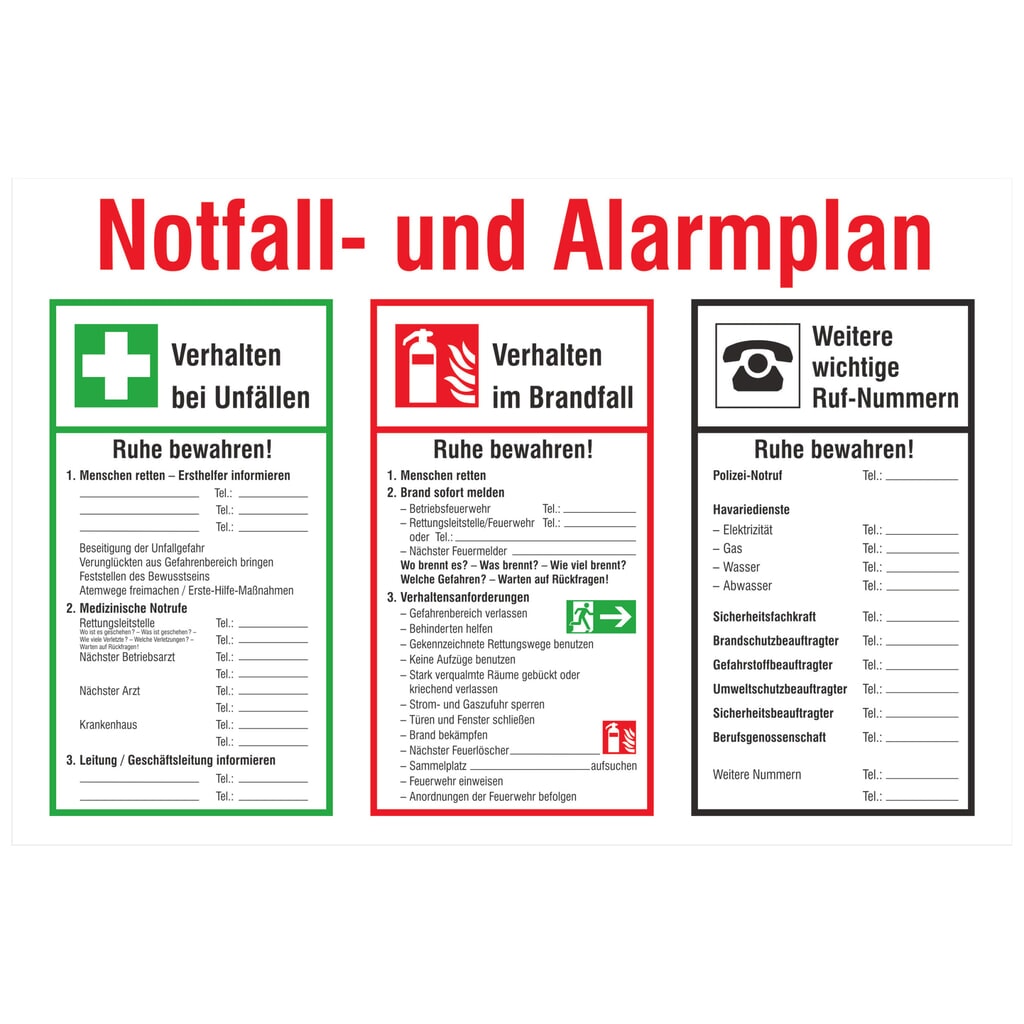 N° de l'image du produit 1 : SafetyMarking® Plan d’urgence et d’alarme, H x l 400 x 600 mm, plastique