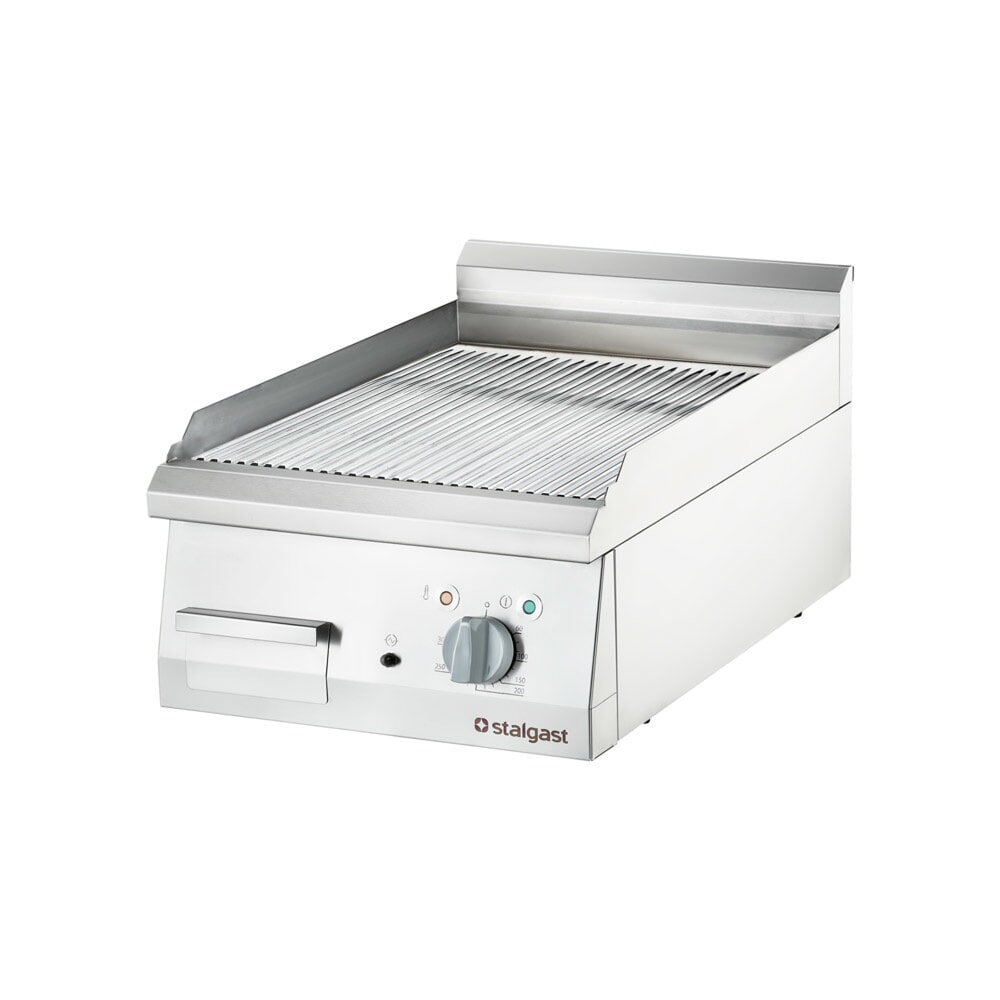 N° de l'image du produit 1 : Plaque de cuisson électrique chromée Stalgast à poser, 400 x 700 mm, surface de cuisson rainurée, Série 700 ND