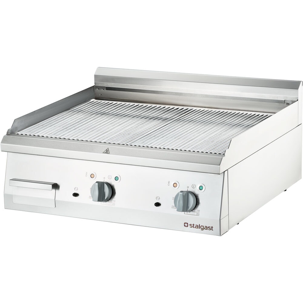 N° de l'image du produit 1 : Plaque de cuisson électrique chromée Stalgast à poser, 800 x 700 mm, surface de cuisson rainurée, Série 700 ND