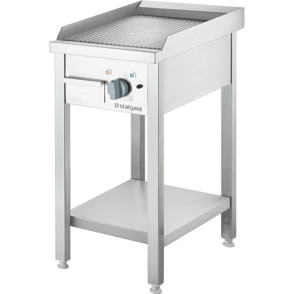 N° de l'image du produit 1 : Plaque de cuisson électrique Stalgast à poser - rainurée, base ouverte, 400 x 700 x 850 mm (L x P x H)