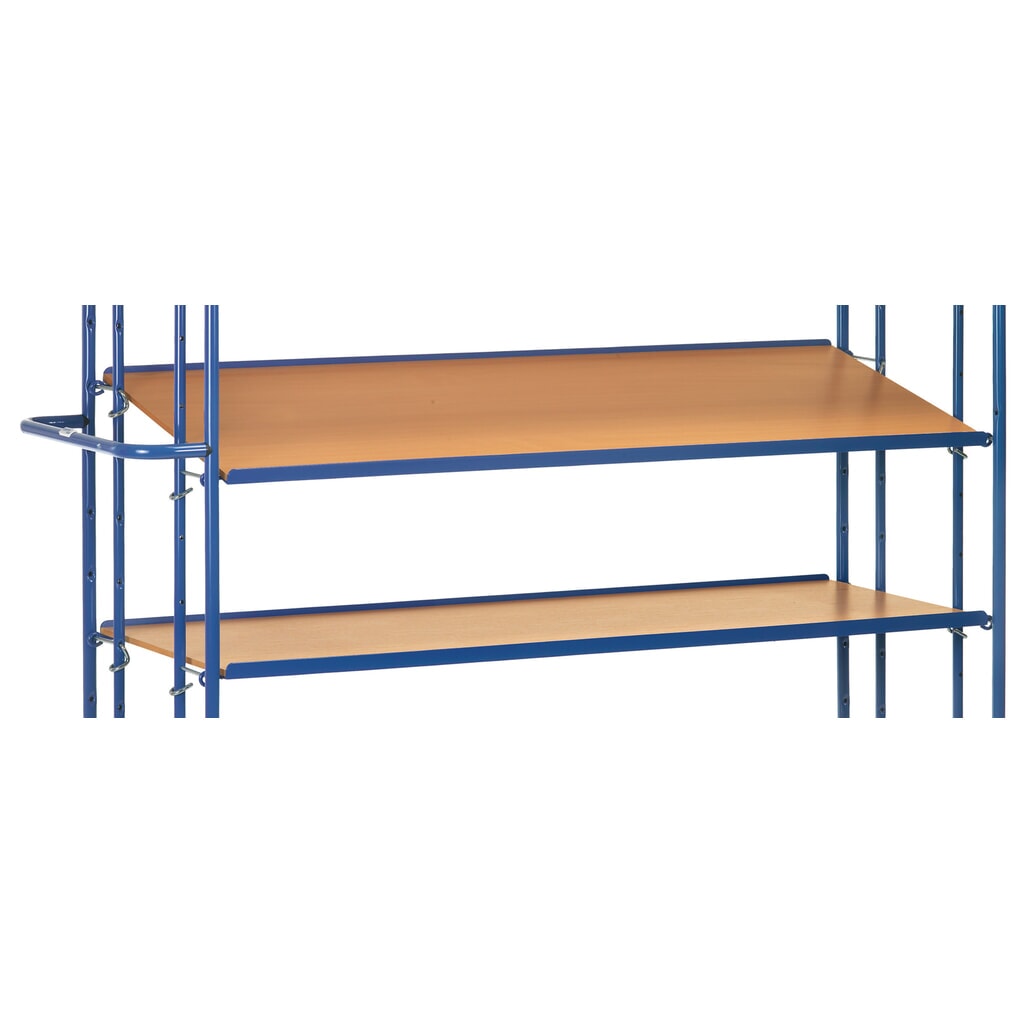 Tablette supplémentaire en aggloméré plastifié pour chariot à plateaux pour bacs Euro fetra®, surface de chargement 1 250 x 610 mm Illustration du produit: Tablette supplémentaire en aggloméré plastifié pour chariot à plateaux pour bacs Euro fetra®, surface de chargement 1 250 x 610 mm