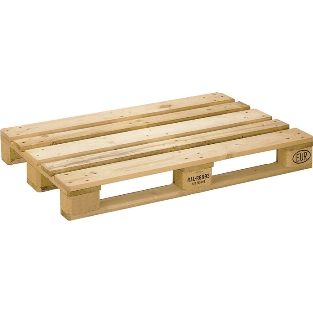 Illustration du produit: Poolflachpalette, Tragfähigkeit 1000 kg 3 Kufen, L1200xB800xH144 mm, Holz natur