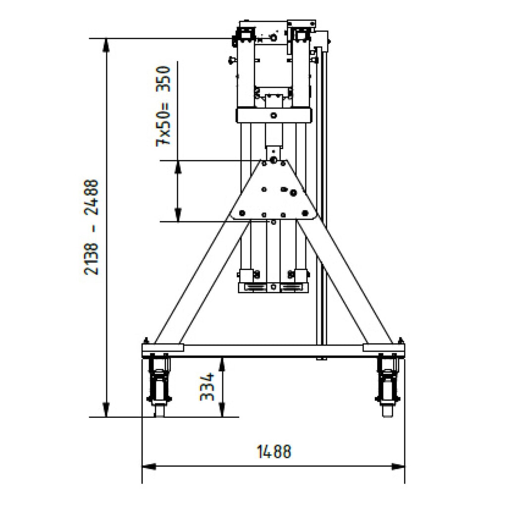 Portique de levage SCHILLING en aluminium avec double traverse divisible, mobile, point d'accrochage 2 138-2 488 mm, longueur 4 000 mm, capacité de charge 3 000 kg N° de l'image du produit 3 : Portique de levage SCHILLING en aluminium avec double traverse divisible, mobile, point d'accrochage 2 138-2 488 mm, longueur 4 000 mm, capacité de charge 3 000 kg