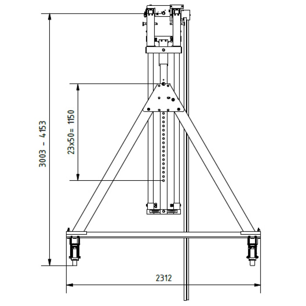 N° de l'image du produit 3 : Portique de levage SCHILLING en aluminium avec double traverse divisible, mobile, point d'accrochage 3 003-4 153 mm, longueur 4 000 mm, capacité de charge 3 000 kg