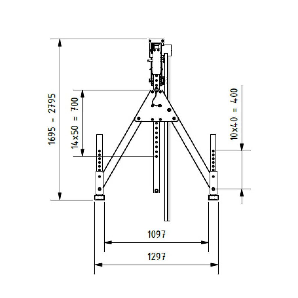 N° de l'image du produit 3 : Portique en aluminium Grue séparable, point de montage 1.249-2.349 mm, longueur 4.000 mm, capacité de charge 1.000 kg