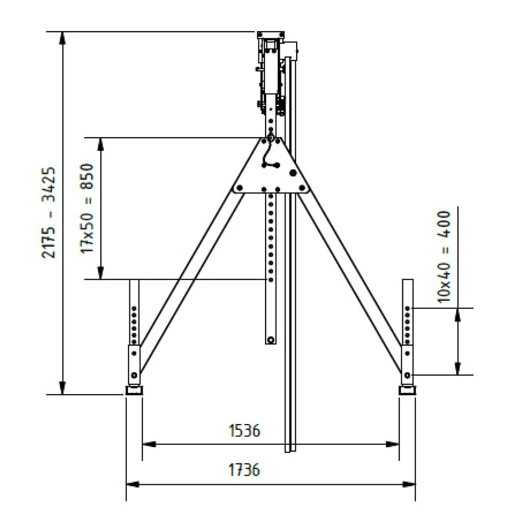 N° de l'image du produit 3 : Portique en aluminium Grue séparable, point de montage 1.730-2.980 mm, longueur 4.000 mm, capacité de charge 1.000 kg